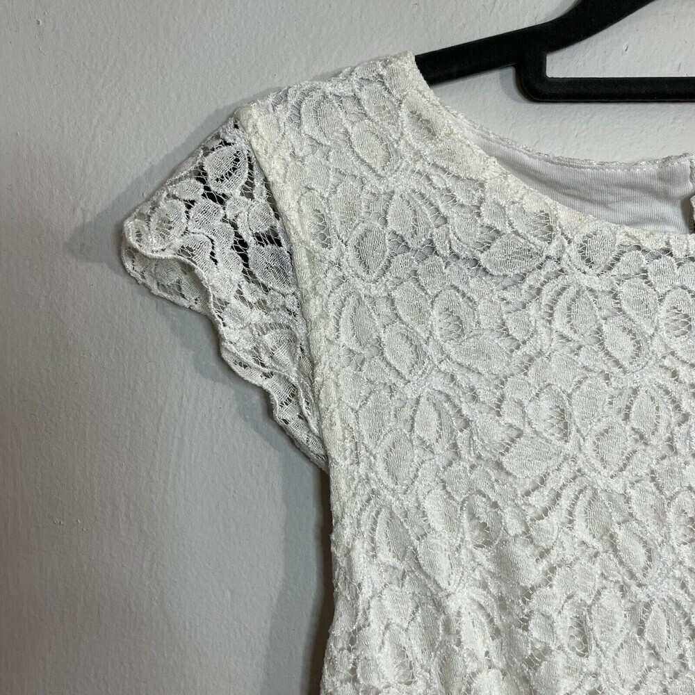 Talula Aritzia Belgravia White Lace Mini Dress Cap Sleeve Back Zipper Size 6 - Picture 5 of 12